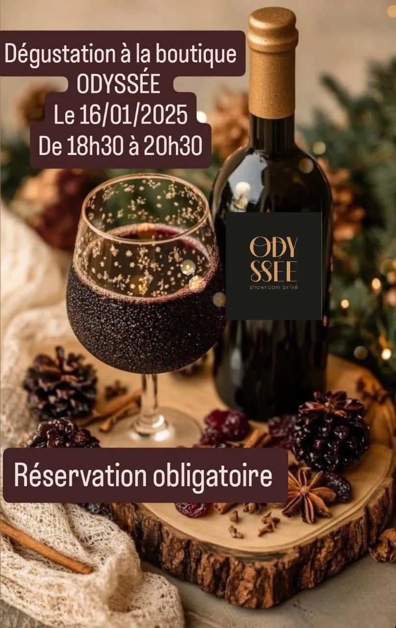Affiche de la soirée dégustation organisée à la boutique Odyssée en janvier 2025